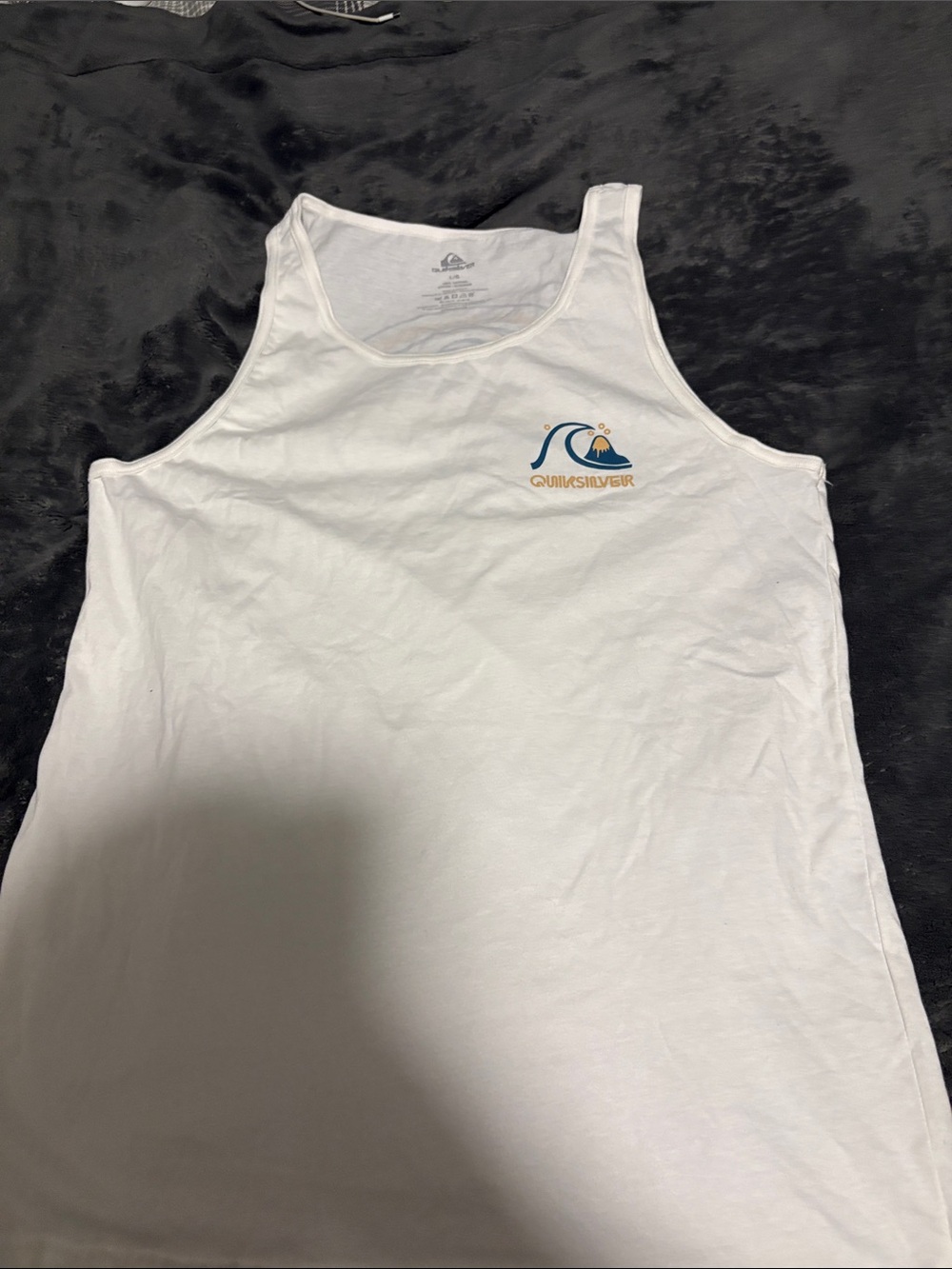 Quiksilver White Tank with Blue & Yellow Wave Logo